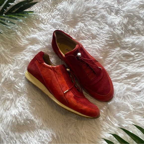 Paul Green Red Leather & Suede Elvis Sneakers | Size 6 - Picture 2 of 13